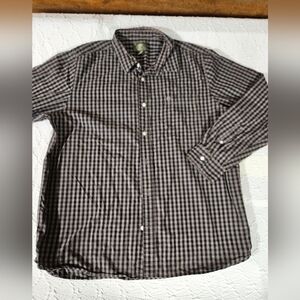 Timberland Men's Dark Gray and Black Plaid Button-Down Shirt Size XL